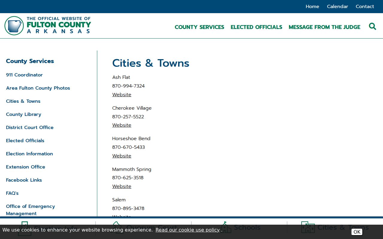 Cherokee Village court docket routing in the Fulton County city directory