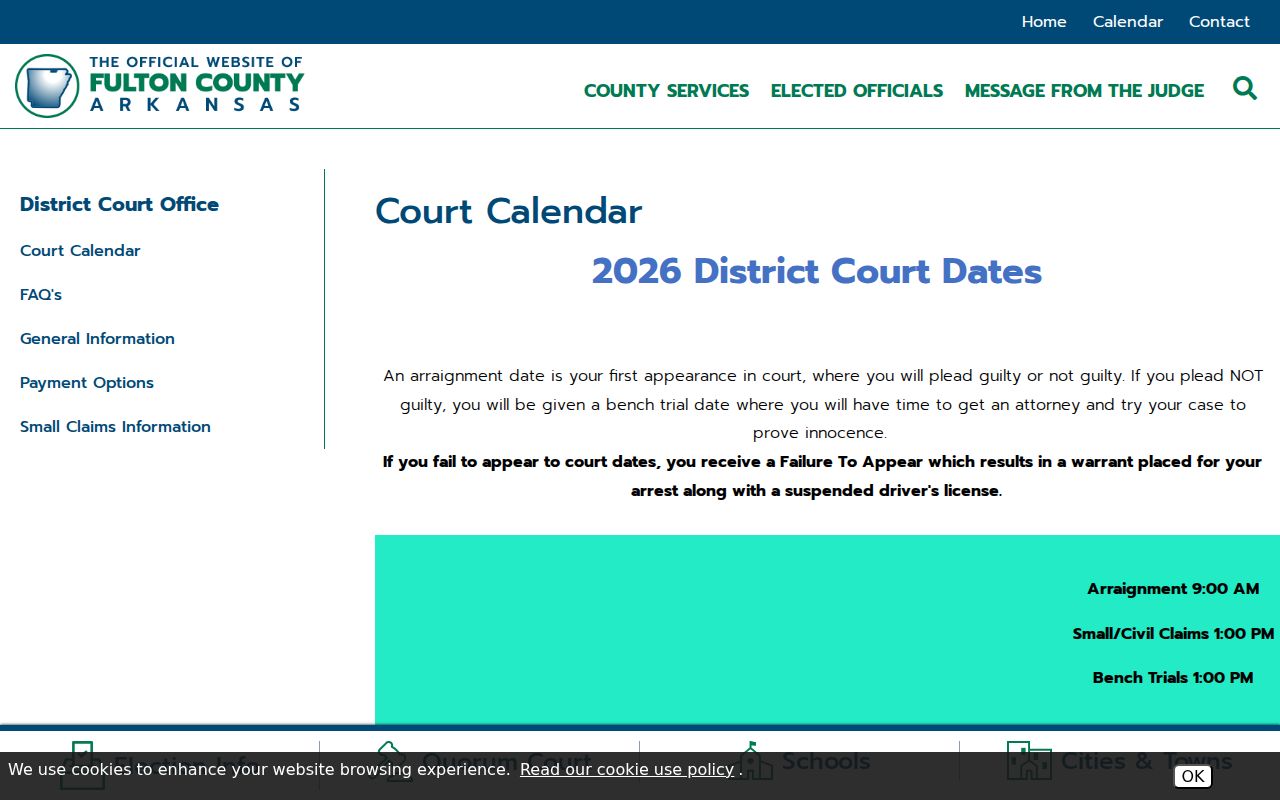 Fulton County court calendar published district dates